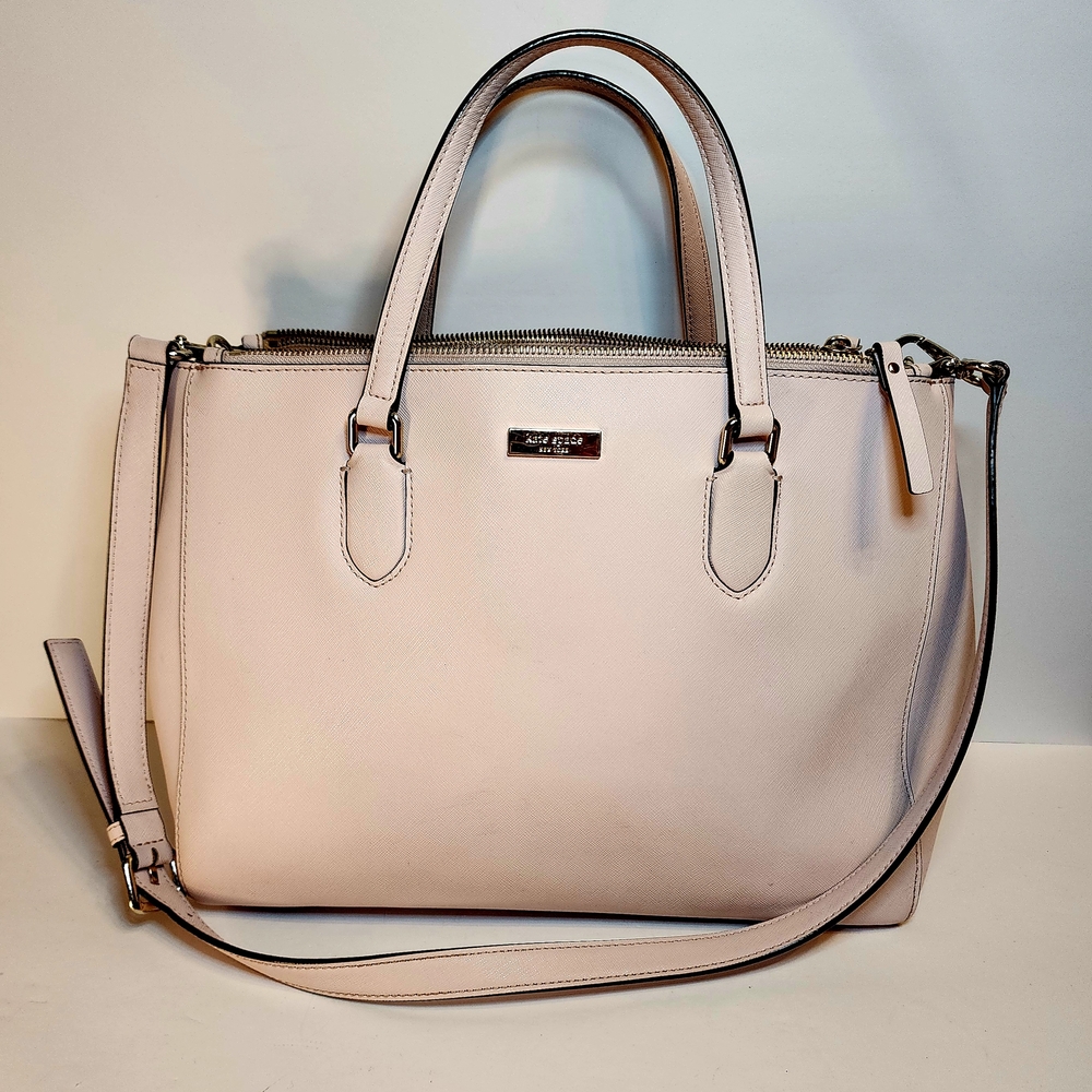 Kate Spade Laurel Way Leighann Pale Pink Saffiano Leather Satchel Bag